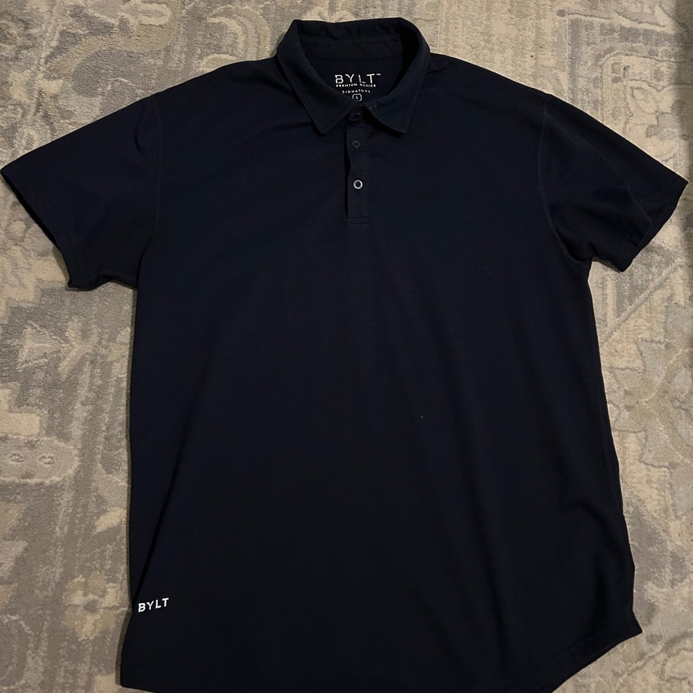 BYLT Basics Drop Cut Polo BYLT Signature Blend in Navy